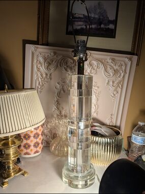 Ralph Lauren Clear Crystal Lucite Column Table Lamp